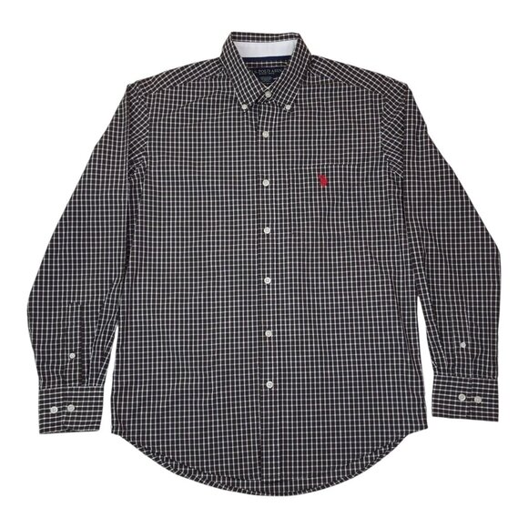 U.S. Polo Assn. Boys Brown Checkered Button-Down Shirt Size M Cotton Polyester - Picture 2 of 9